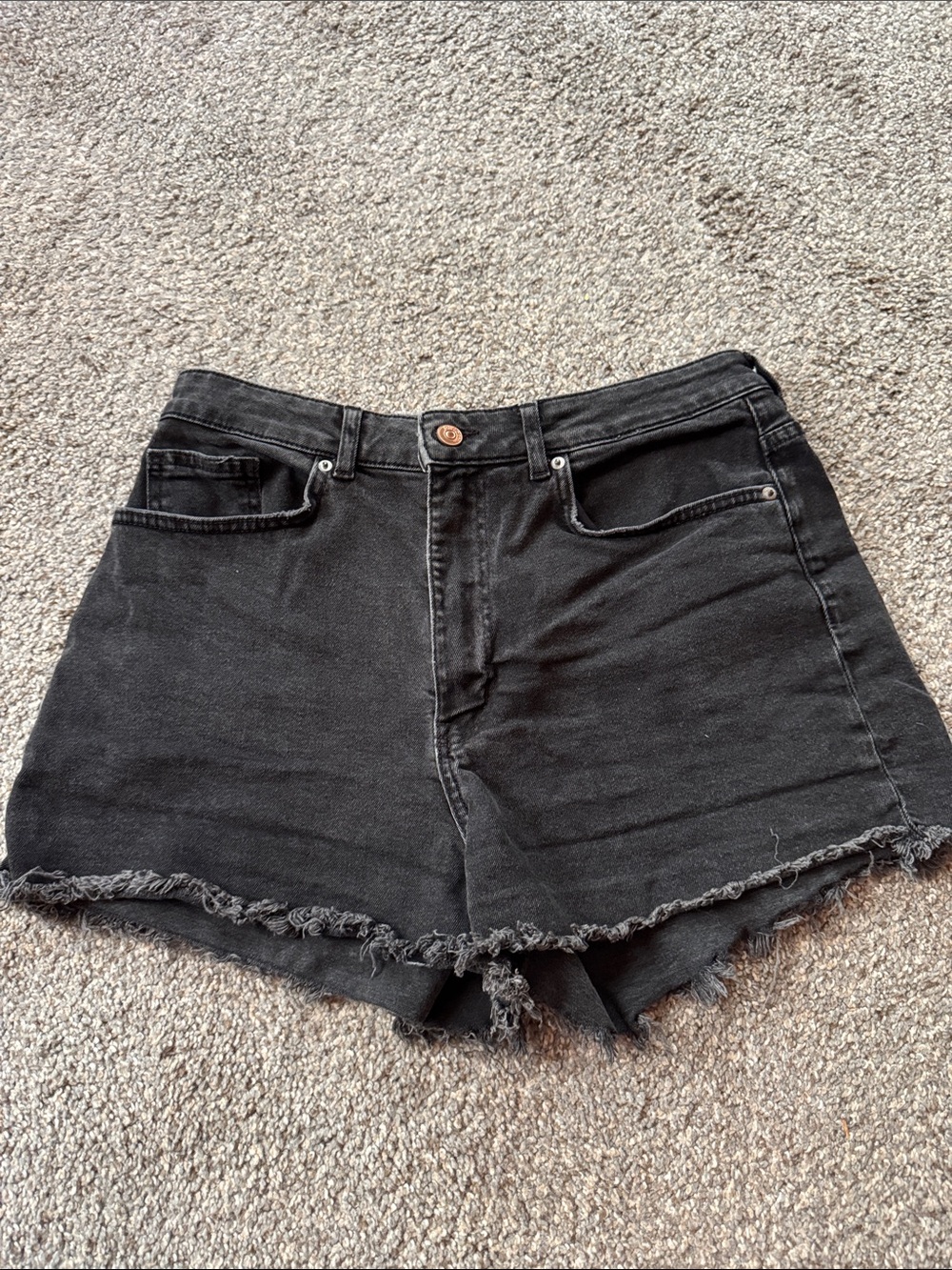 Divided High Waist Black Denim Shorts